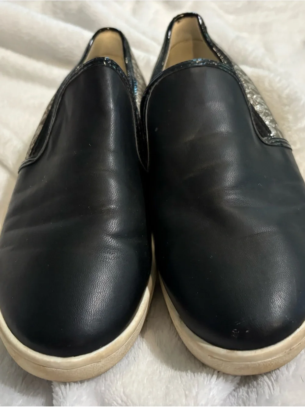 Michael Kors Black Slip-On Sneakers with Metallic MK Monogram